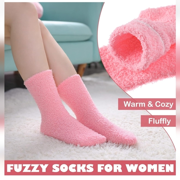 FNOVCO Fuzzy Socks for Women, Cozy Socks for Women, Winter Fluffy Sleeping Socks - Picture 4 of 6